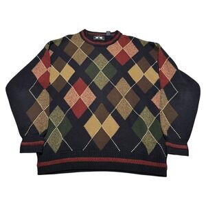 Vintage Woods &‎ Gray Argyle Diamond Multicolor Crewneck Sweater Men's Large